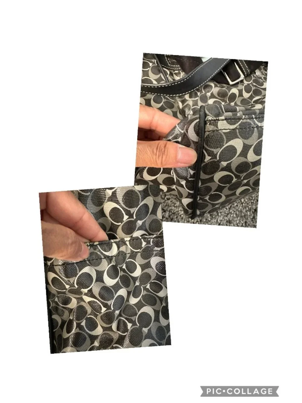 Coach 2011 Black Gray Diaper Bag Coated Changing Pad Shoulder Strap Crossbody